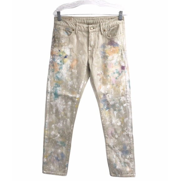 NEW POLO RALPH LAUREN WOMENS SIZE 27 MID RISE PAINTED ASTOR BOYFRIEND JEANS - Picture 2 of 10